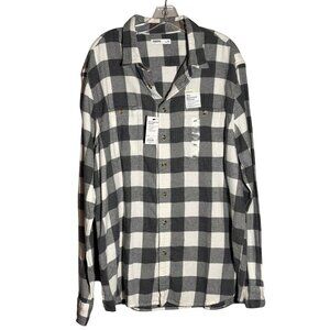 Sonoma Mens Supersoft Flannel Shirt XXL Standard Fit Black/White Plaid